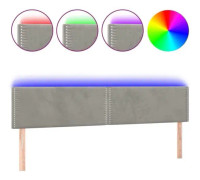 LED sänggavel Ljusgrå 160x5x78/88 cm Sammet - YOSOO