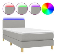 FHE - Klädd bas med madrass och LED Ljusgrå 80x200cm Tyg - YOSOO - DX3005