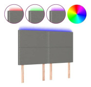 LED sänggavel Mörkgrå 144x5x118/128 cm Tyg - YOSOO - Modernt - Design