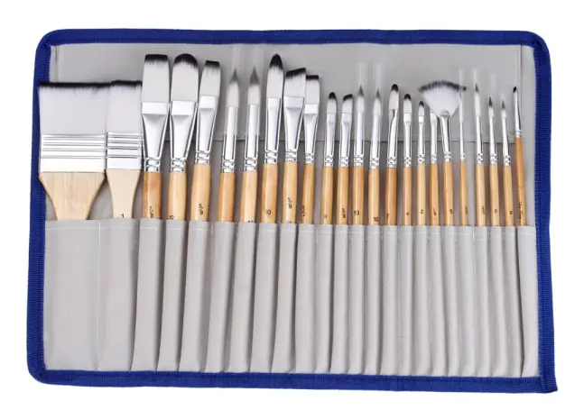 Konstnärs pensel set, 24 st målning penslar set med canvas rulle för akryl, akvarell, gouache, multi storlek