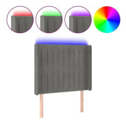 LED sänggavel Ljusgrå 103x16x118/128 cm Sammet - YOSOO - Klassisk - Tidlös
