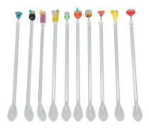 10-pack 28 cm långa akrylskedar med långt handtag
