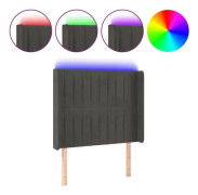 LED sänggavel Mörkgrå 103x16x118/128 cm Sammet - YOSOO - Klassisk - Tidlös