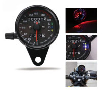 Motorcykelhastighetsmätare 12V Odometer med LED-indikator Dubbel hastighetsmätare