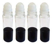 Förpackning med 4 tomma glasflaskor med rullkula för eteriska oljor - Påfyllningsbar rullkula i färg - Bulk - 30 ml 1 oz