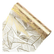 Guld Nät Bordslöpare 28cm×275cm Blank Organza Nät Bordslöpare med Guldfolie Bordsband