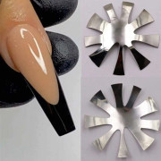 Fransk leende linjeskärare, manikyr Staniless stål C-formad kanttrimmermallar, Diy-platta modul gelskärare verktyg, nagelkonst akrylverktygssats 2 st