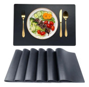 6st PU läder bordstablett - tvättbar halkfri vattentät olja och värmebeständig bordstable 45*30cm