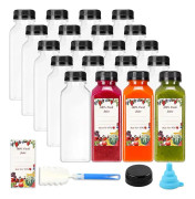 20 st 12oz tomma plastjuiceflaskor med lock, återanvändbara vattenflaskor, genomskinliga behållare med svart, mycket praktiska