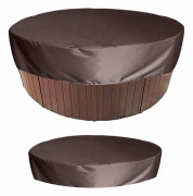 Runt badkarsskydd, trädgårdsbord, spa, badkarsskydd, med elastisk för utomhusbadkar, 190 x 89 cm (brunt)