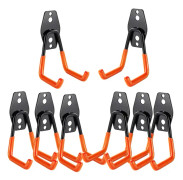 8 st garageväggkrok, garageförvaring, starkt stålväggkrok för stege, cyklar, rör, elverktyg (orange)