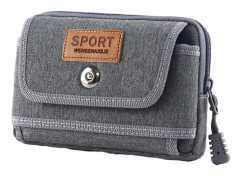 Canvas mobiltelefonväska Multifunktionell slitage bälte Fanny pack mobiltelefonfodral för män