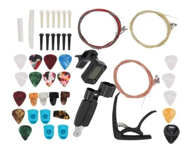FHE Gitarrtillbehör Färgad strängsats Tuner Capo Bridge Pins CR2032