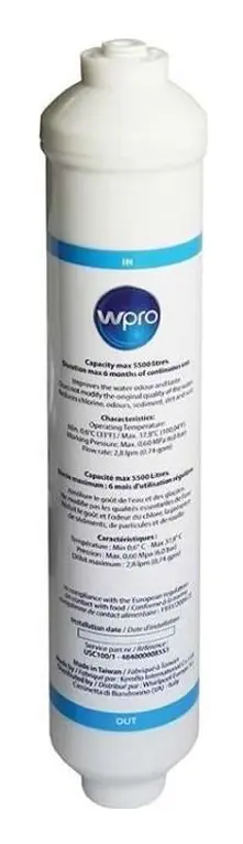 Universalvattenfilter för amerikanskt kylskåp - WPRO - USC100/1 - Kapacitet 5500 liter max - Vit