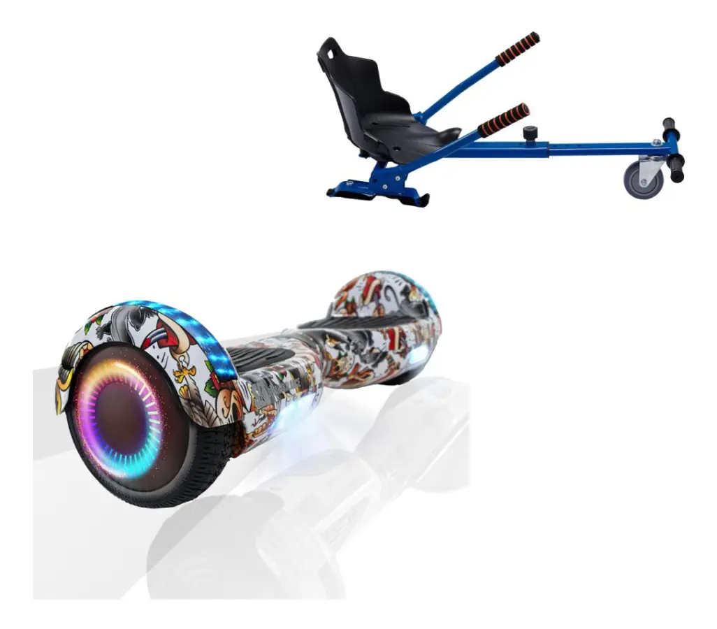 Paket Hoverboard Standard Go Kart 6.5 tums, Regular Tattoo PRO, Lång Räckvidd och Blå Hoverkart, Smart Balance