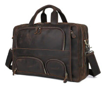 Vintage äkta läderportfölj för män handgjorda läderväskor 14 tums dator 2019 populär designer crossbody väska