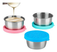50 ml yoghurtsats i rostfritt stål: 3-delad salladsdressingbehållare, miniburk med lock, läckagesäker doppbehållare