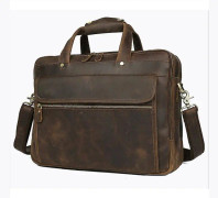 Vintage äkta läderportfölj för män handgjorda läderväskor 14 tums dator 2019 populär designer crossbody väska