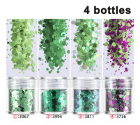 Glitter 4 Flaskor Blandad Färg Ansikte Kropp Öga Hår Nagel Festival Chunky Holografisk Glitter Olika Storlek Nagel Gradient Färg Set