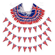 Union Jack Triangulär Vimpel, 30 st Storbritannien Triangel Flaggor, Återanvändbar Nylontyg Vimpel, Krönings Souvenir Dekorationer för Fest