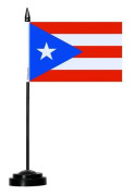 Bordflagga - Puerto Rico - 14 x 21 cm - Polyester - Plaststång - Tryck Fram/Bak Flerfärgad