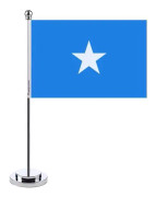 Skrivbordsflagga - Somalia - 14 x 21 cm - Polyester - Tryck fram/bak - Rostfritt stål Flerfärgad
