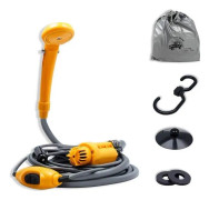 Aufun Campingdusch 12V Bärbar Campingdusch med 2m vattenslang och nätkabeladapter