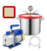 {3 CFM/4 CFM Vakuum pump med 1,5-5Gal kammare - Inbyggd kylfläkt, slitstark packning och glycerinmanometer}