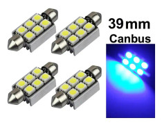 Spollampa 39mm blå Canbus Led 5050SMD 4-pack C5W SV8.5