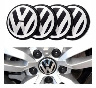 4-Pack - Volkswagen VW Centrumkåpor / Hjulnav Emblem - Bil Silver