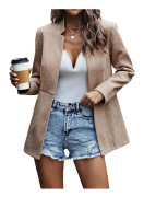 Kavaj för kvinnor 3/4 rynkade ärmar kavaj business office kavaj kostym sportig jacka trenchcoat