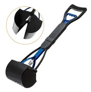 Hygienisk avfallsupplockare för husdjur, hopfällbar design för starka klor, bajsskyffel med långt handtag för alla underlag för hundar och katter (5,31 x 4,92)