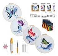 4 set broderikit för nybörjare vuxna, broderikit för nybörjare vuxna, blommigt broderikit, broderikit för nybörjare