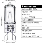 G9 Halogenlampor 40W, 230V, 10-pack[GPA]