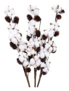3 st naturliga bomullsblommor 6 huvuden torkade blombuketter naturliga vita dekorationer 72 cm torkade bomullsblommor med kottar för balkong