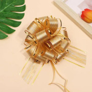 20 st stora dragbågar (15 cm), guld organza dragbågar för presentinslagning, festdekorationer, bröllopsbil