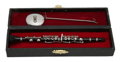 Klarinettmodell, unik musikalisk dekoration utsökt tillverkad för heminredning, 1_1 replika basklarinett miniatyr musikinstrument i svart