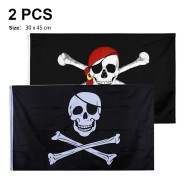 Pirate Flag Set för utomhusdekoration och festdekoration, högkvalitativt polyestermaterial, dubbelsydd canvas-header med mässingsöljetter, 2 st