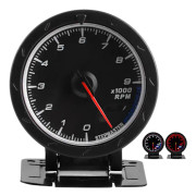 Varvräknare mätare pekare 0-9000RPM Vit/Röd LED-ljus 65mm Dia 12V Auto Instrument