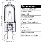 G9 halogenlampa 42W, 230V, 10-pack[mo]