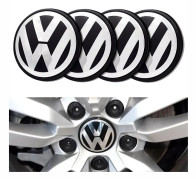 4-Pack - Volkswagen VW Centrumkåpor / Hjulnav Emblem - Bil Silver