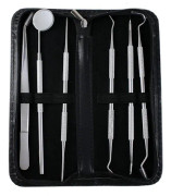 Komplett professionellt tandvårdsset med plackborttagare och tandstensskrapa, rostfria verktyg för munvård för tandborstning och tandhygien 6pcs&leather Case