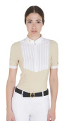 Equestro Fit Pleated Cotton Kortärmad Polotröja S
