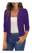 amee Dam 3/4 Ärm Klippt Cardigan Tröjor Öppen Fram Bolero Korta Shrugs S-XL