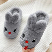 Söta barns bomullstofflor pojkar flickor halkfri plysch fleece skor-grå gray 34/35