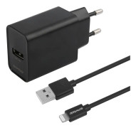 Essentials MFi Väggladdare 12W Lightning USB-A Kabel 1m - Svart