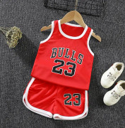 Basketbolltröja träningsdräkt kit tank top tröja + shorts set - Perfekt Red BULLS 23 72-84 månader