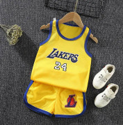 Basketboll träningsdräkt set tank top tröja + shorts set - Perfekt gul LAKERS 24 48-60 månader