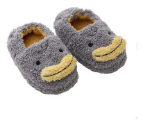 Pojkar Flickor Varma Plysch Djurtofflor Barn Vinter Inomhus Hushållsskor gray mouth 11-12 little kid