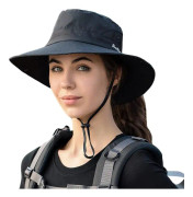 Solhatt Dam Herr 3u201d Bred Brätte UPF 50+ Fiske Strand Hinkhattar Helt Svart Pure Black